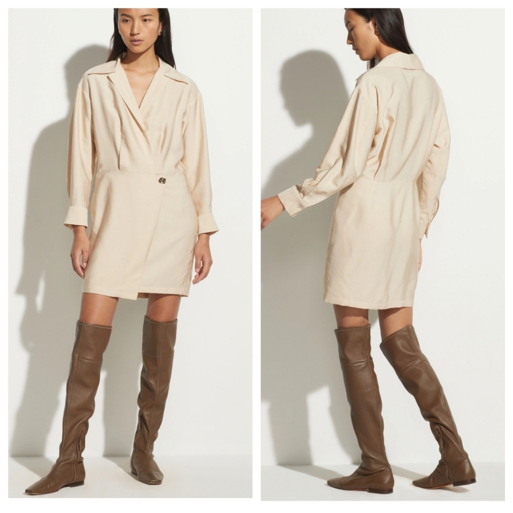 Vince Cream Wrap-Style Midi Dress